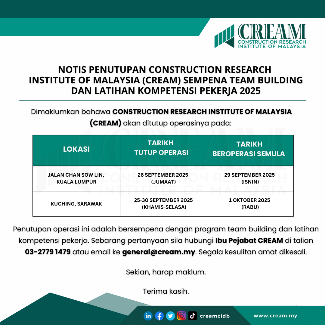 Notis Penutupan Construction Research Institute of Malaysia Sempena Team Building dan Program Kompetensi Pekerja 2025